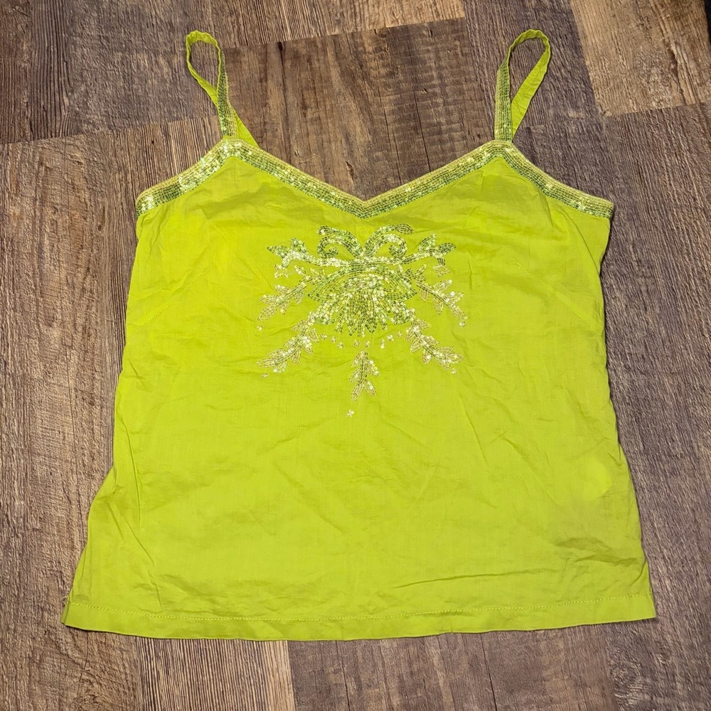 Tommy Hilfiger Lime Green Sequin Trim Camisole ✨